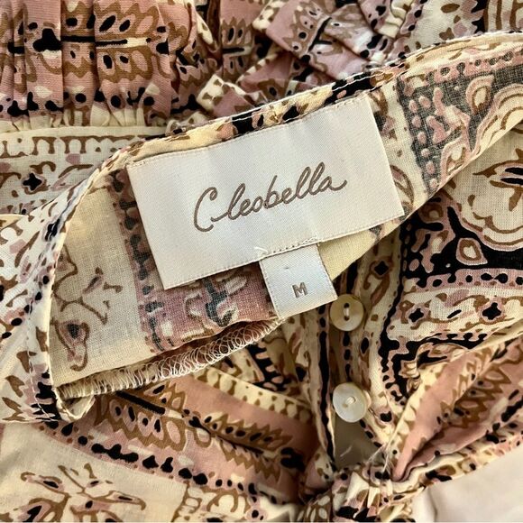 Anthropologie Cleobella Brigada Puff Sleeve Cream Pink Crop Blouse size medium - Picture 5 of 6